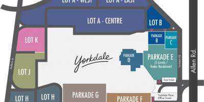 Karte Yorkdale Iepirkšanās Centra autostāvvietas
